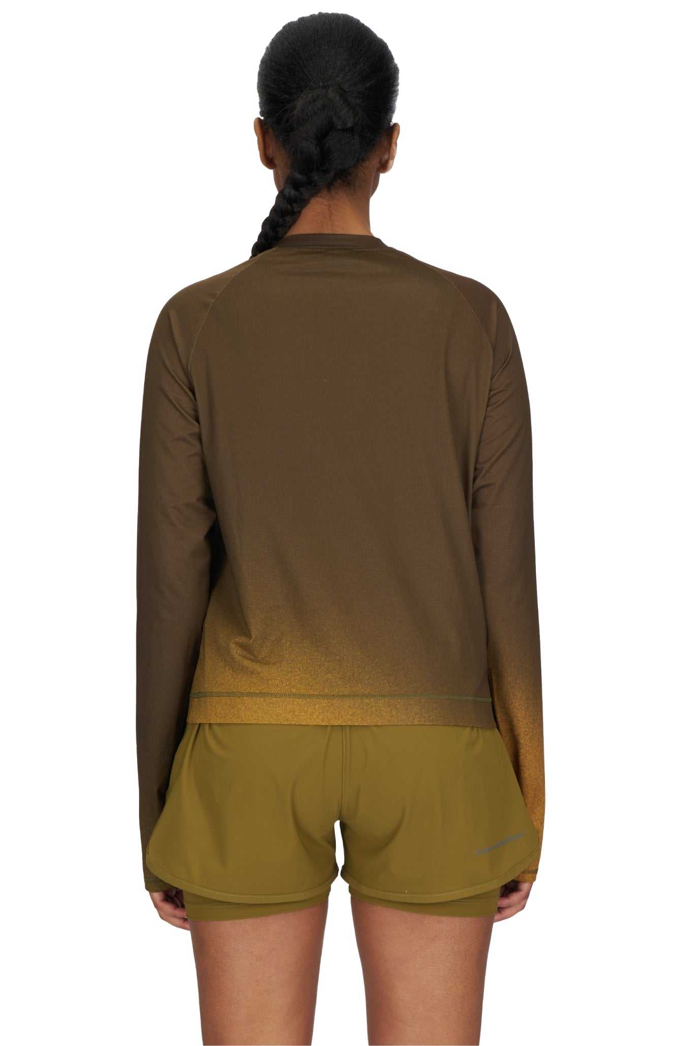 Gradient LS - Women's Long Sleeve Running T-shirt in Brown & Golden - UNNA